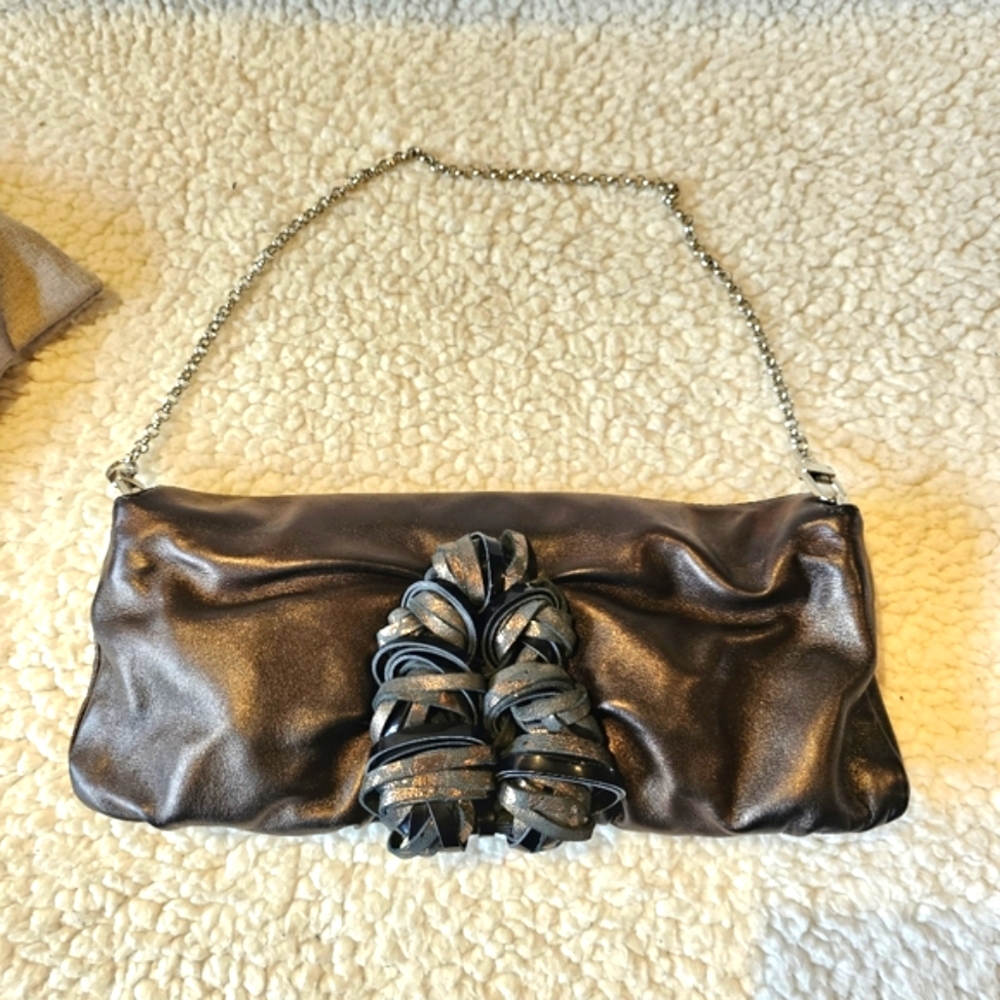 Katherine Kwei chain-link leather clutch/shoulder bag